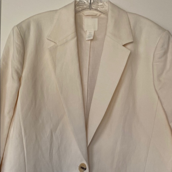 Oversized Cream Soft Linen Blend Long Blazer Dress NWOT Zara H&M Mango - Picture 3 of 14